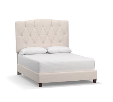 Elliot Curved Upholstered Bed, King, Heathered Twill Stone - Image 2