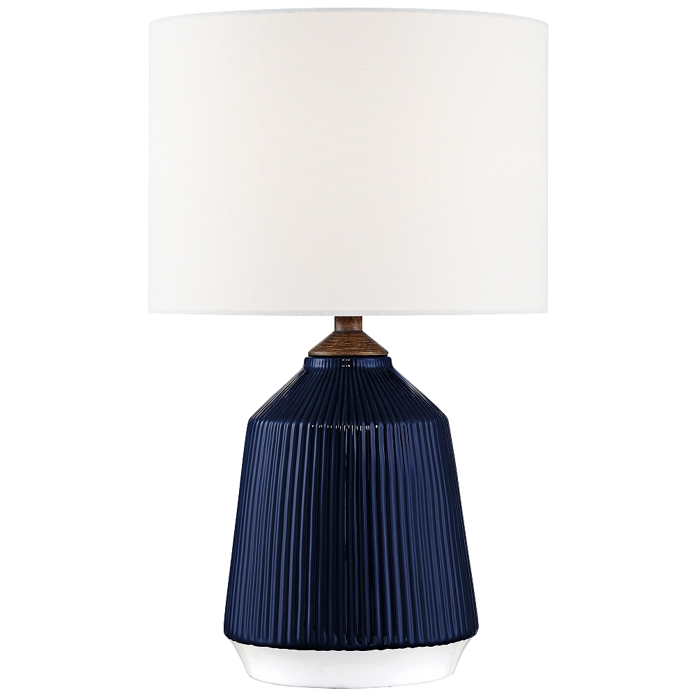 Lite Source Saratoga Blue Ceramic Striped Accent Table Lamp - Style # 69R50 - Image 0