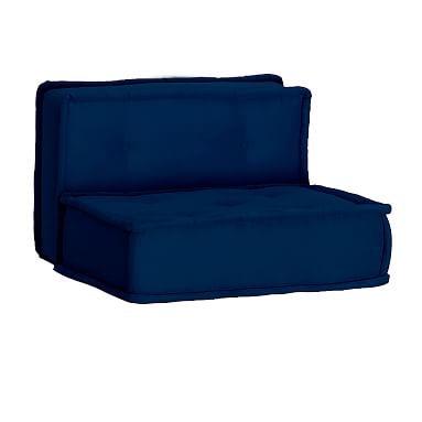 Cushy Lounge Armless Chair, Navy Faux-Suede - Image 0