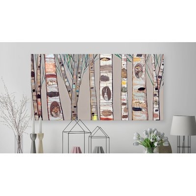 'Birch Trees' Painting Print on Canvas in Brown - Image 0