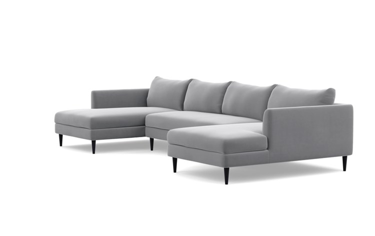 Owens U-Sectional with Elephant Fabric, Painted Black legs, and Bench Cushion - Image 3