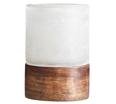 Wood and Frosted Glass Votive - Image 0