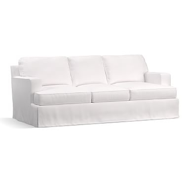 Townsend Square Arm Sofa Slipcover, Twill White - Image 0