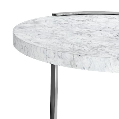Marble And Metal Accent Table, Stainless Steel - Image 1
