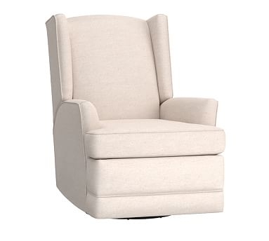 PB Modern Roll Arm Upholstered Wingback Recliner, Polyester Wrapped Cushions, Premium Performance Basketweave Light Gray - Image 2
