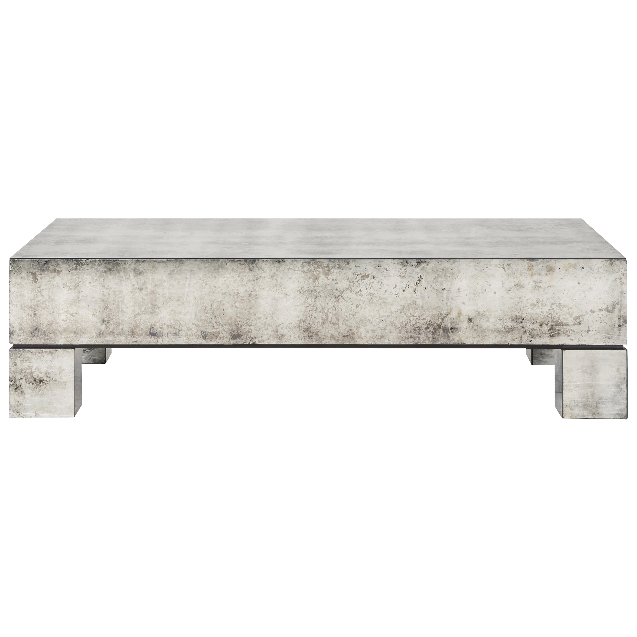 Phineas Industrial Loft Antiqued Mirror Coffee Table - Image 0