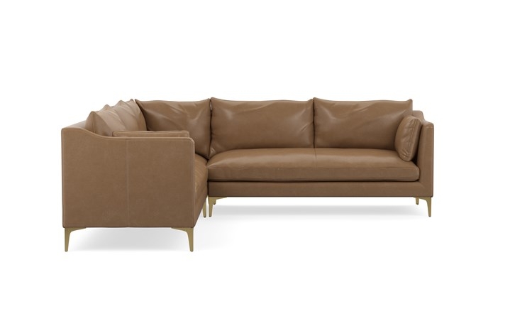 Caitlin Leather by The Everygirl Corner Sectional with Palomino and Brass Plated legs - Image 2