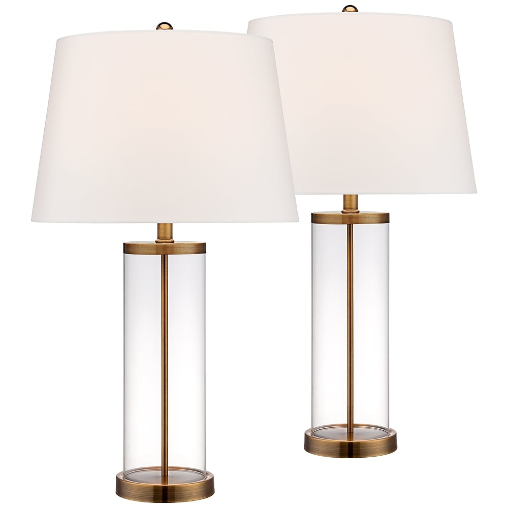 Glass and Gold Cylinder Fillable Table Lamp Set of 2 - Style # 17T86 - Image 0