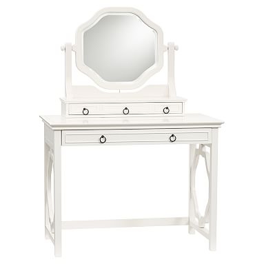 Elsie Classic Vanity Desk + Mirror Set, Simply White - Image 0