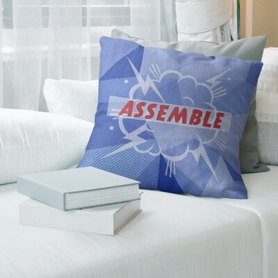 Assemble Superhero Art Pillow Cover (No Fill) -  Spun Polyester in , Pillow Cover Only in , Blue - Image 0