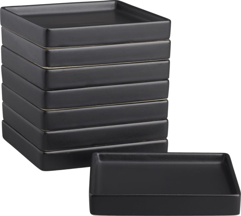 Bento Square Black Appetizer Plates Set of 8 - Image 5