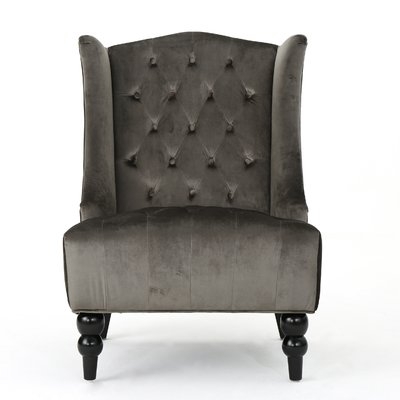 Potterslane High-Back New Velvet Wingback Chair - Image 0