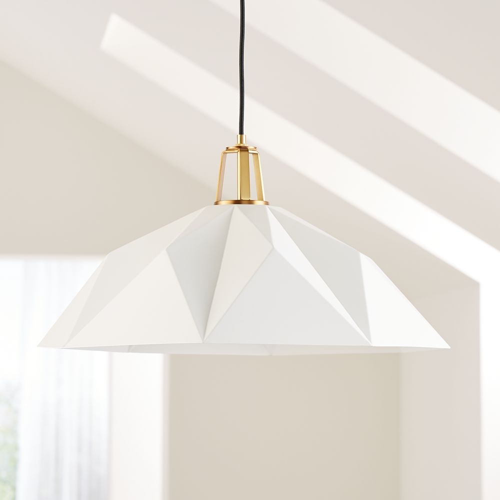 Maddox White Faceted Large Pendant Light with Brass Socket - Image 0