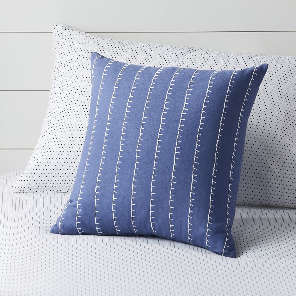 Blue Stitched Throw Pillow - Image 0