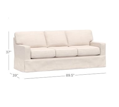 Buchanan Square Arm Slipcovered Sofa 83.5", Polyester Wrapped Cushions, Twill Cream - Image 3