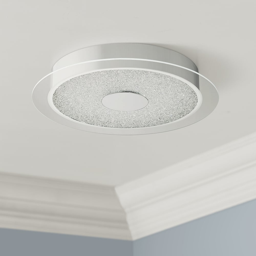 Possini Crystal Sand 16" Glass and Chrome LED Modern Ceiling Light - Image 0