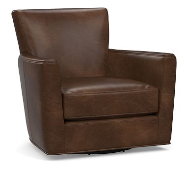 Irving Square Arm Leather Swivel Glider, Polyester Wrapped Cushions, Vintage Cocoa - Image 0