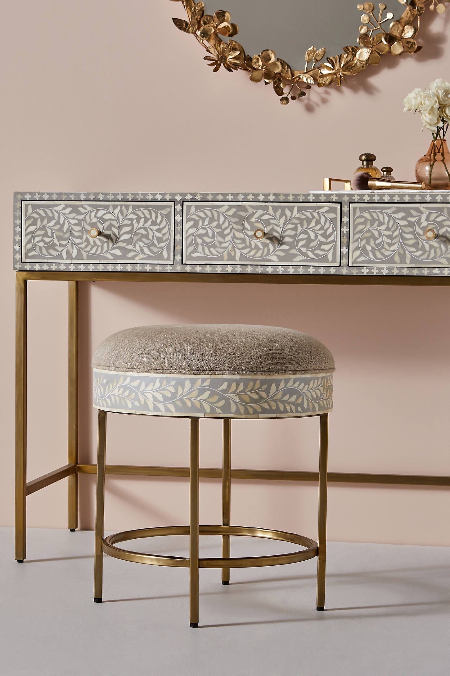 Scroll Vine Inlay Stool - Image 0