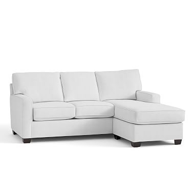 Buchanan Square Arm Upholstered Sofa with Reversible Chaise Sectional, Polyester Wrapped Cushions, Performance Slub Cotton White - Image 2