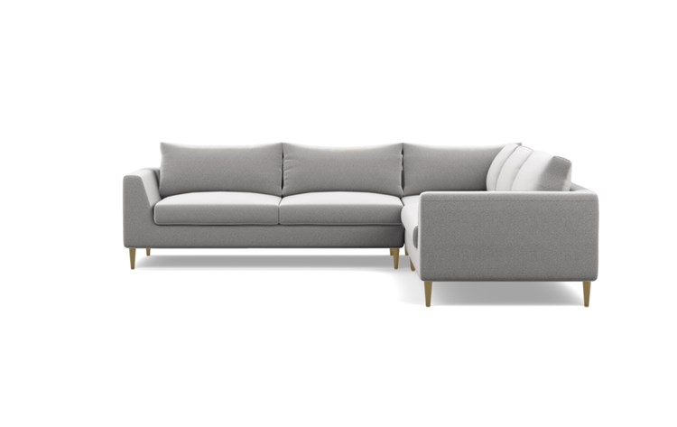 Asher Corner Sectional with Grey Ash Fabric and Brass Plated legs - Image 0