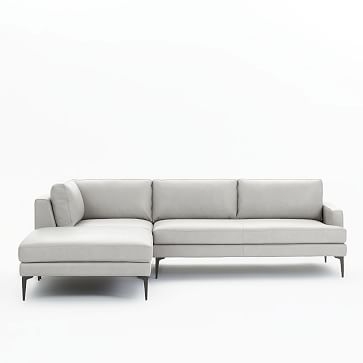 Andes Set 01: Left Arm 2.5 Seater Sofa, Corner, Ottoman, Leather, Saddle, Dark Pewter - Image 2