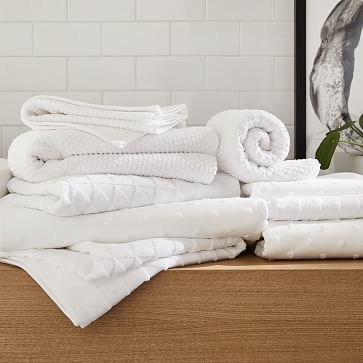 Organic Mini Dot Textured Towel, Hand Towel, White - Image 2