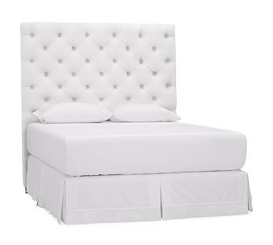 Lorraine Tufted Upholstered Tall Headboard, Queen, Twill White - Image 2