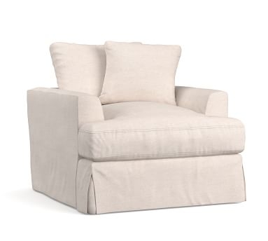 Sullivan Slipcovered Deep Seat Armchair, Down Blend Wrapped Cushions, Basketweave Slub Ivory - Image 3