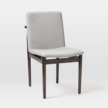 Framework Upholstered Dining Chair, Twill, Platinum, Dark Mineral - Image 0