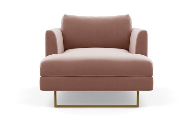 Owens Chaise Chaise Lounge with Pink Blush Fabric and Matte Brass legs - Image 0