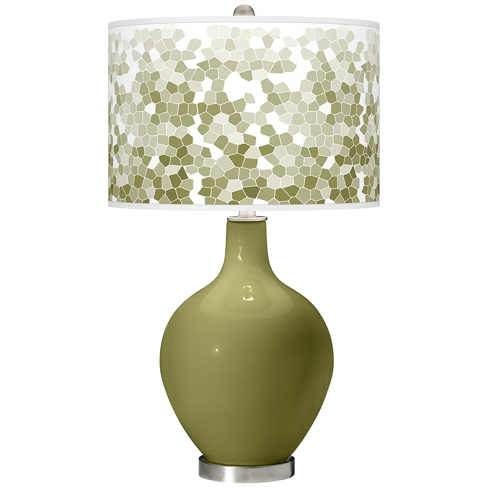 Color Plus Ovo 28 1/2" Mosaic Shade Rural Green Table Lamp - Image 0