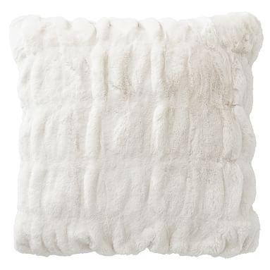 Faux-Fur Pillow Cover, 18x18, Ruched Ivory - Image 0