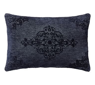 Maddie Textured Lumbar Pillow Cover, 16 x 26", Sailor Blue - Image 0