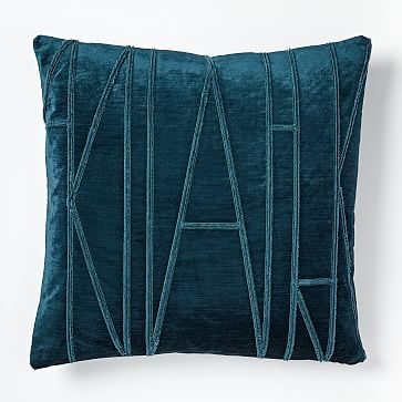 Velvet Applique Pillow Cover, 20"x20", Regal Blue - Image 0