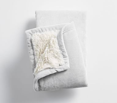 Sherpa Baby Blanket, Gray/Ivory - Image 0