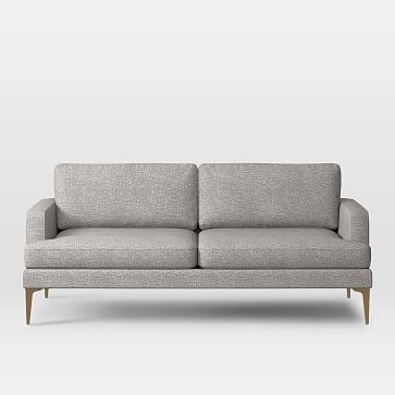 Andes 76.5"Sofa, Deco Weave, Feather Gray, Blackened Brass - Image 2