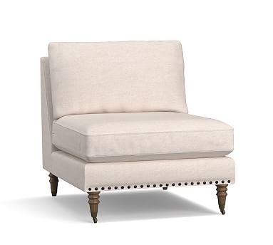 Tallulah Upholstered Armless Chair, Down Blend Wrapped Cushions, Heathered Twill Stone - Image 0