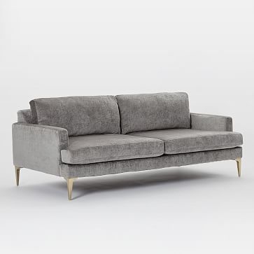 Andes Grand Sofa, Poly, Distressed Velvet, Metal, Blackened Brass - Image 0