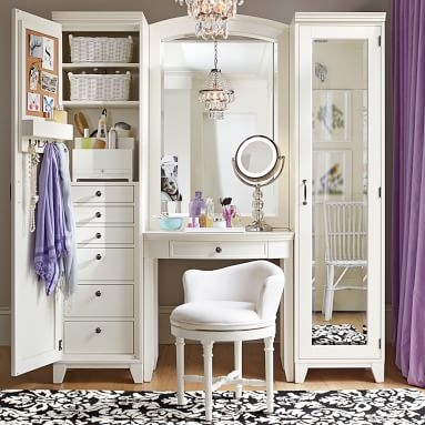 Hampton Vanity Bookcase with Mirror, Right Tower, Simply White - Image 2