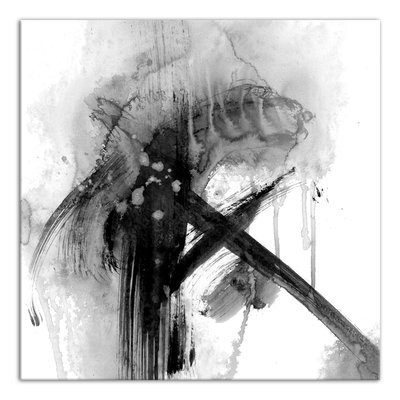 'Black and White Abstract' Watercolor Painting Print on Wrapped Canvas - Image 0