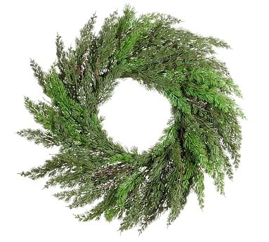 Faux Juniper Wreath, Green - 26" - Image 0