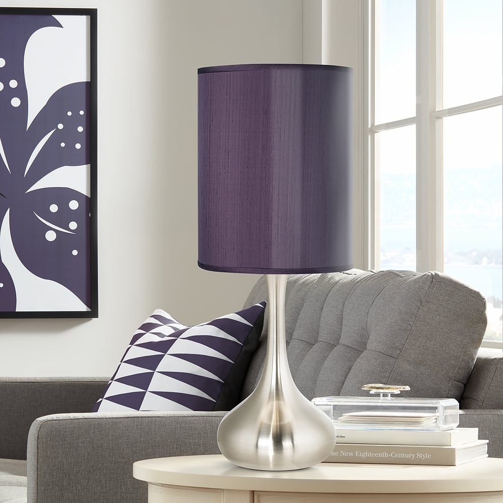 Possini Euro Droplet 23 1/2" Eggplant Purple Nickel Modern Table Lamp - Image 0
