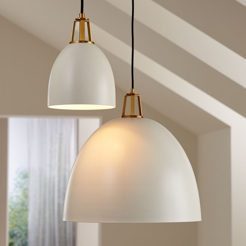 Maddox White Dome Small Pendant Light with Brass Socket - Image 3