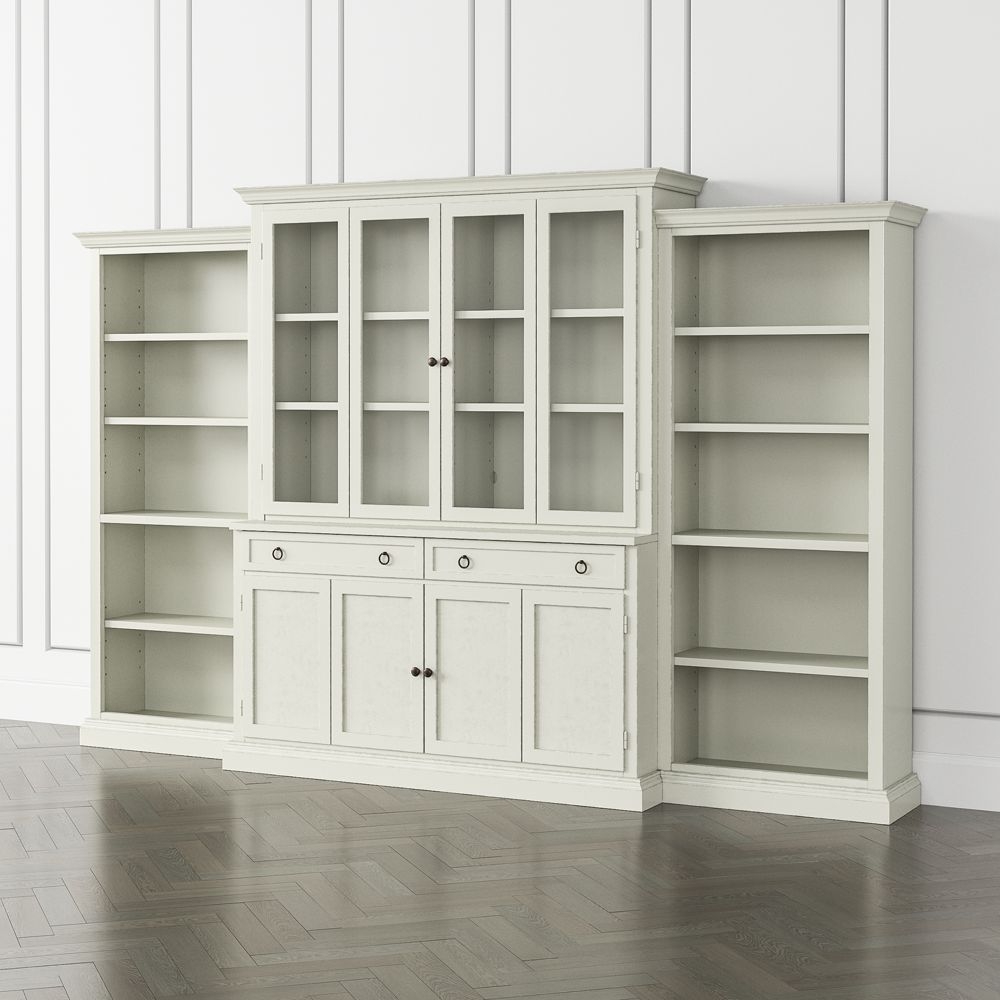 Cameo Vamelie 4-Piece Glass and Wood Door Wall Unit with Open Bookcases - Image 0