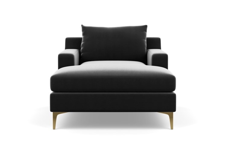 Sloan Chaise Chaise Lounge with Grey Narwhal Fabric, extended chaise, and Brass Plated legs - Image 0