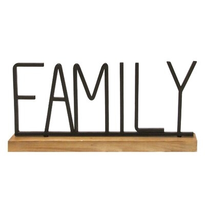 Hern Metal and Wood Family Table Top Letter Block - Image 0