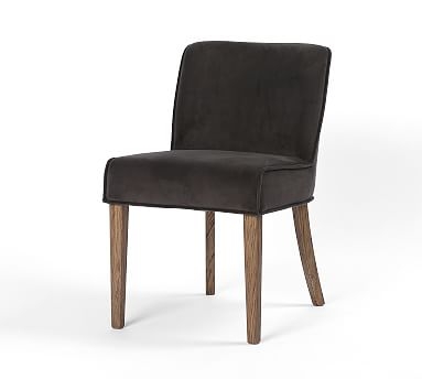 Lombard Dining Chair, Chocolate/Charcoal Velvet - Image 0