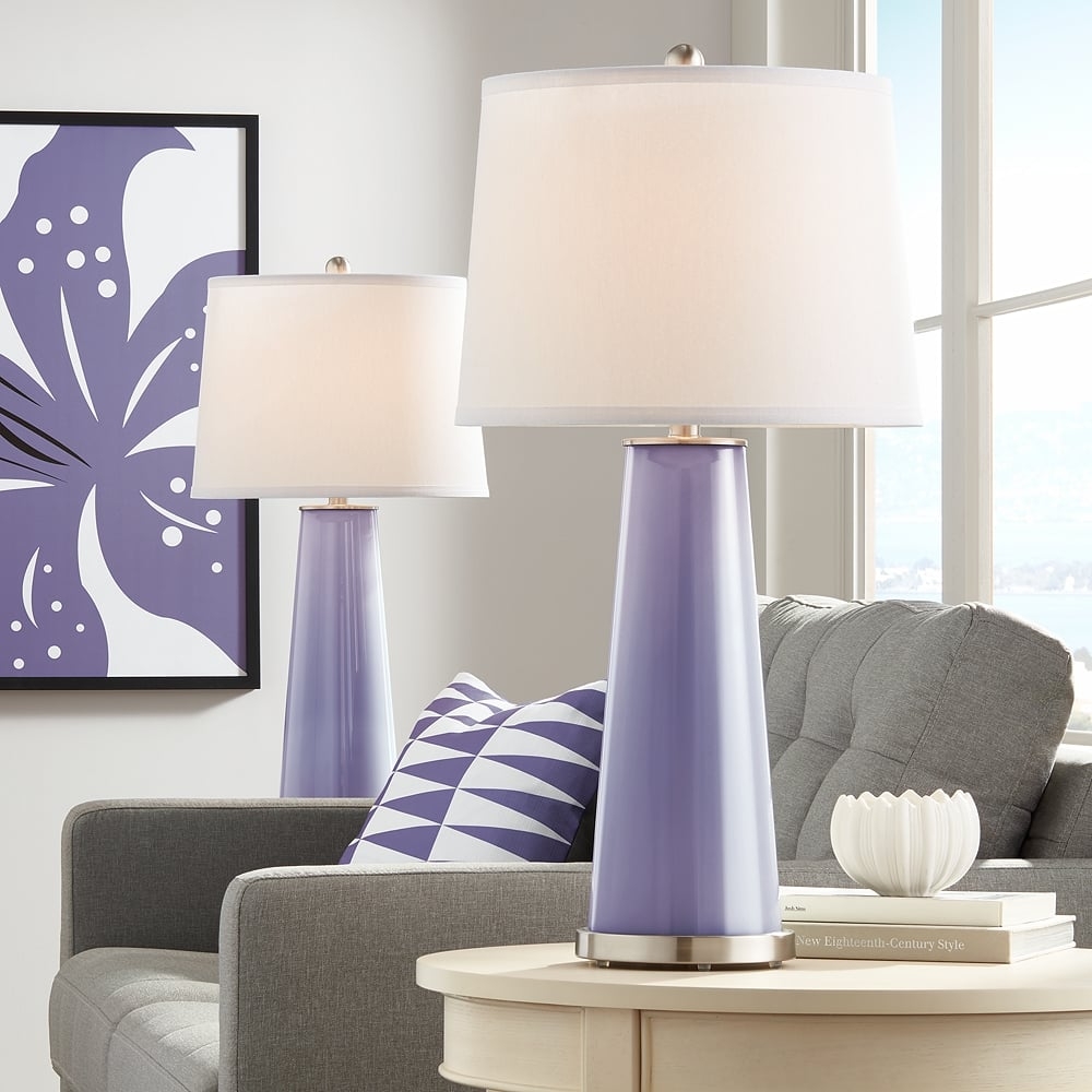 Color Plus Leo 29 1/2" Purple Haze Glass Table Lamps Set of 2 - Image 0