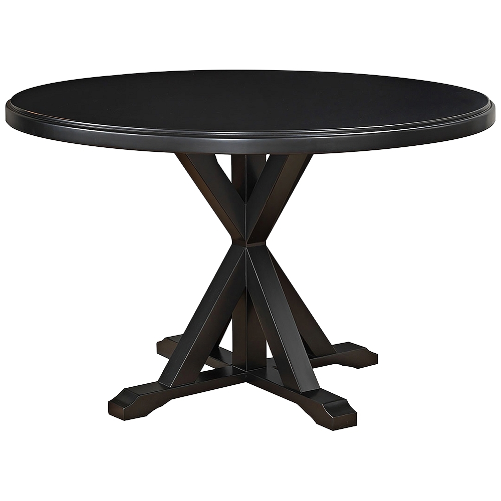 Rembrandt 48" Wide Antique Black Wood Round Dining Table - Style # 37R94 - Image 0
