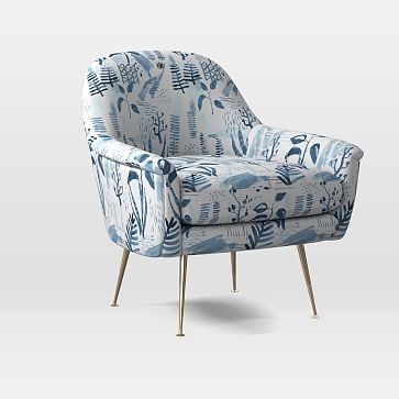 Phoebe Midcentury Chair, Poly, Scandi Garden, Midnight, Brass - Image 0